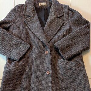 VTG Herman Kay Wool Blazer Jacket Oversized Women S/M/L Herringbone Classic Prep